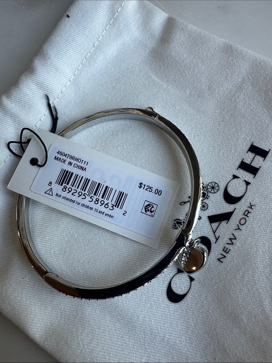 Coach Silver Heart Charm Bangle Bracelet